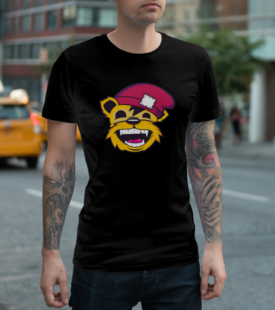 Hhaa Smiling Cartoon Bear with Red Hat T-Shirt