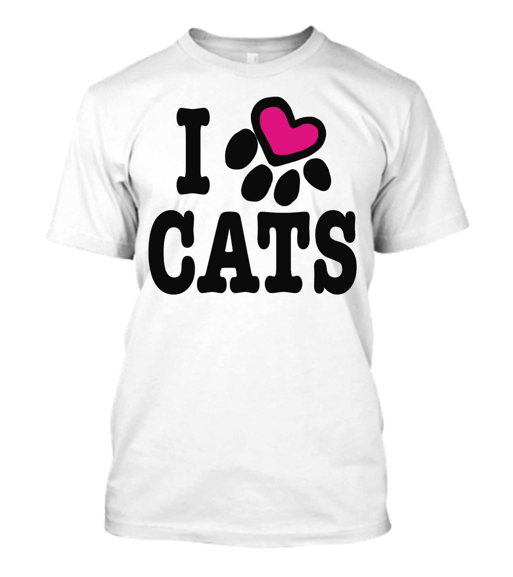 I Heart Cats Paw Print Pink Heart T-Shirt