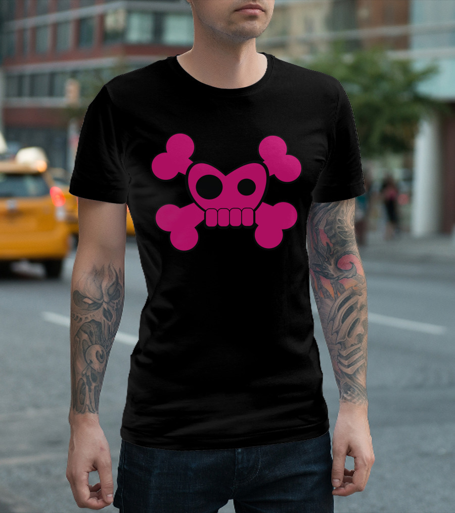 I Heart Skully Roger Cute Pink Skull And Crossbones T-Shirt