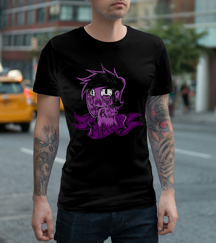 I Just Finished Mark Purple Cartoon Emo Character on Banner T-Shirt