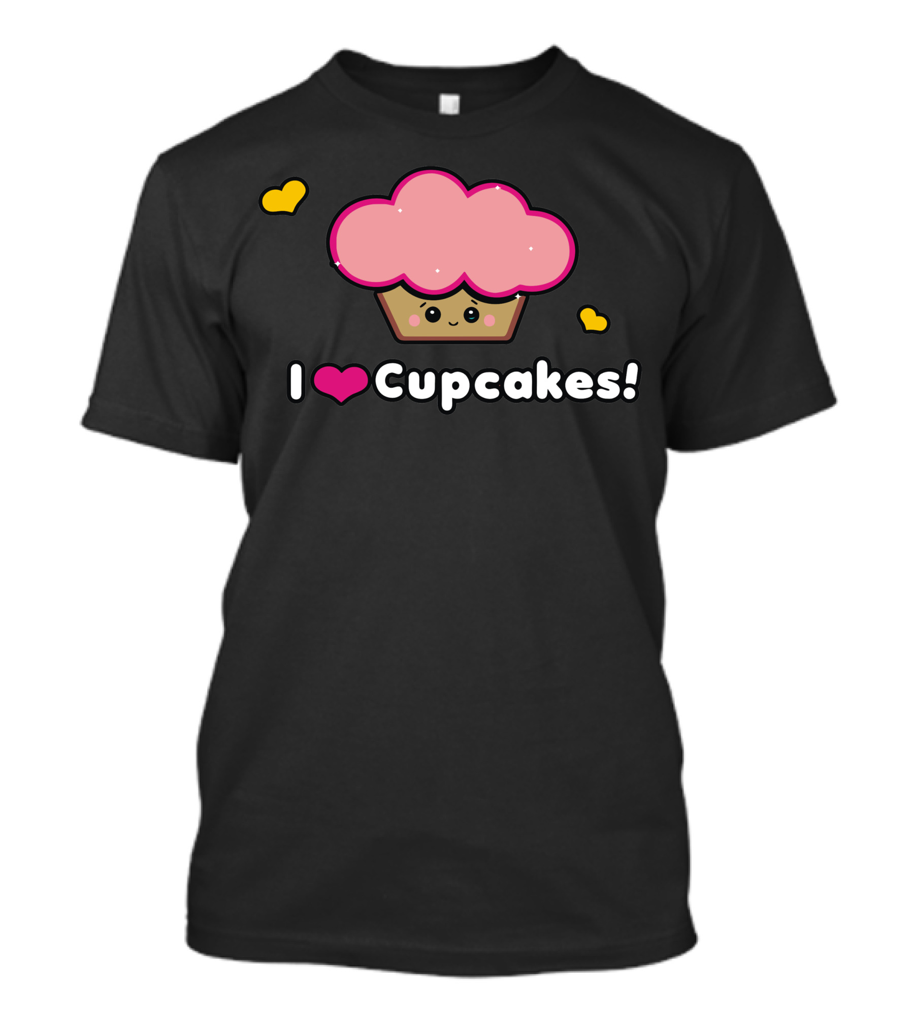 I Love Cupcakes Cute Pink Heart And Smiling Cupcake T-Shirt