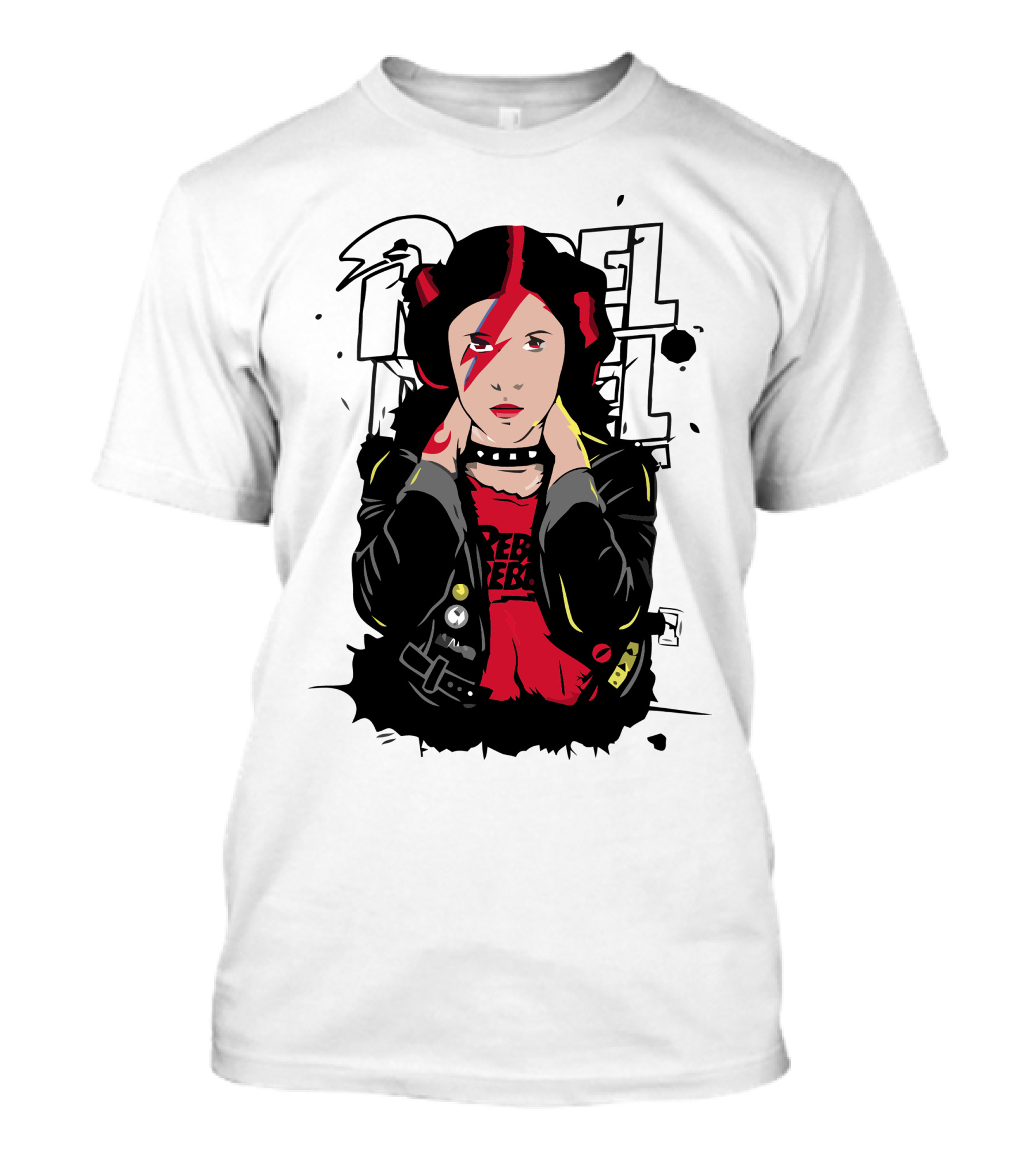 Rebel Princess With Lightning Bolt Makeup And Punk Jacket T-Shirt
