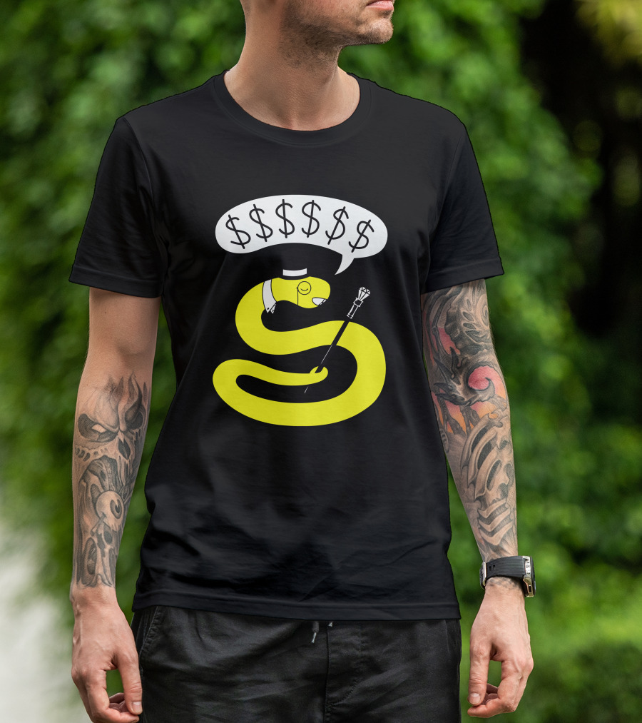 Rich Snake Wealthy Icon With Top Hat Cane And Dollar Signs T-Shirt