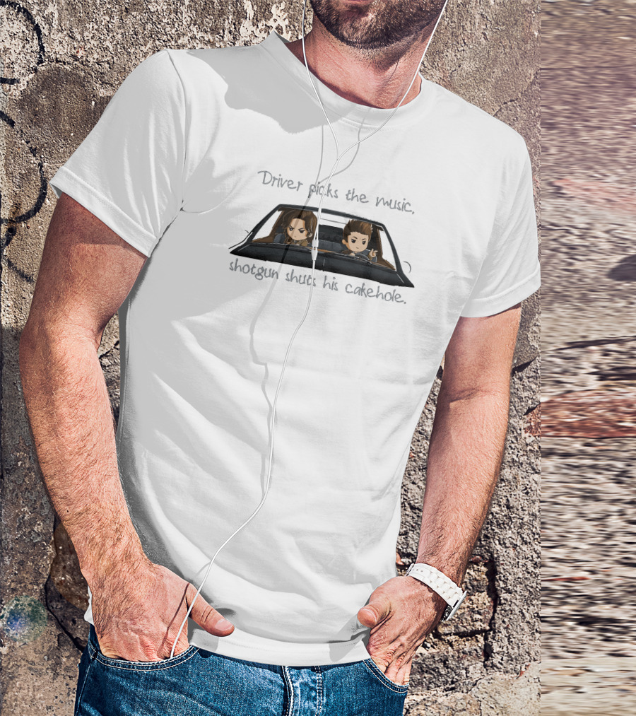 Driver Picks The Music Shotgun Shuts His Cakehole Car Anime Duo T-Shirt