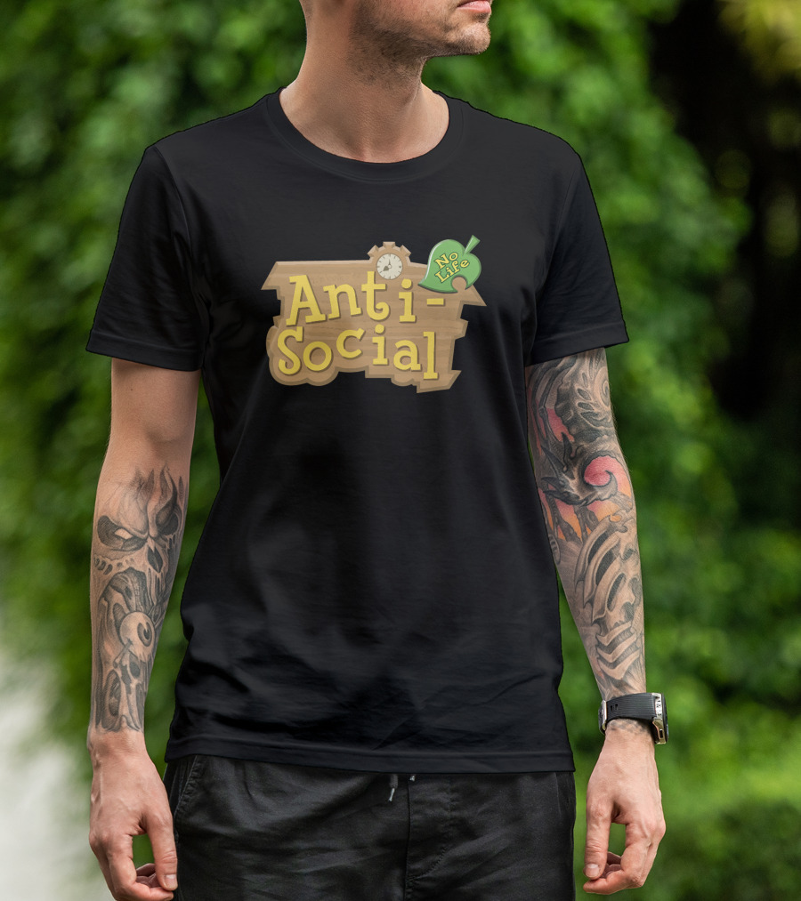 Animal Crossing Anti Social No Life Clock And Leaf T-Shirt