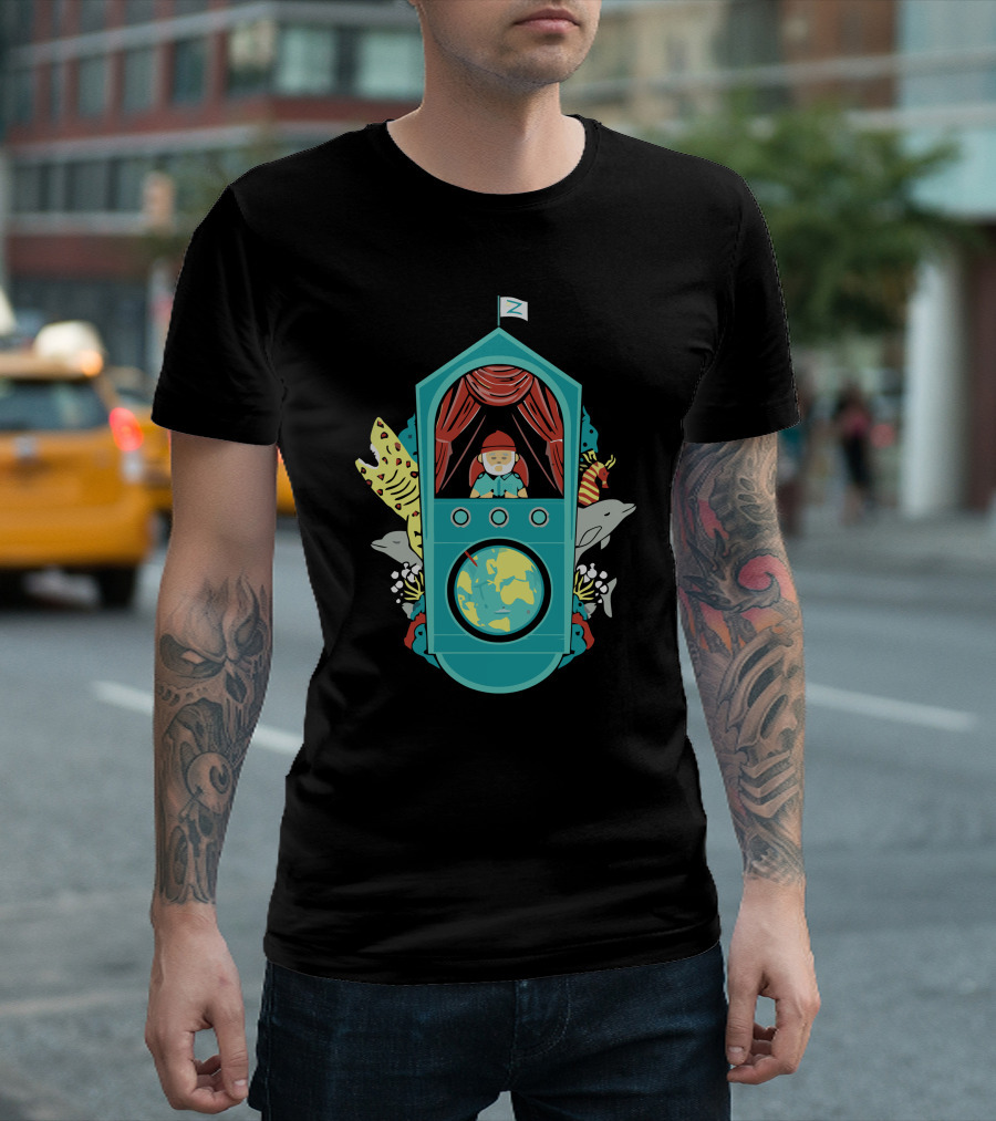 Aquatic Adventurer in Submarine with Marine Creatures Exploring the World T-Shirt