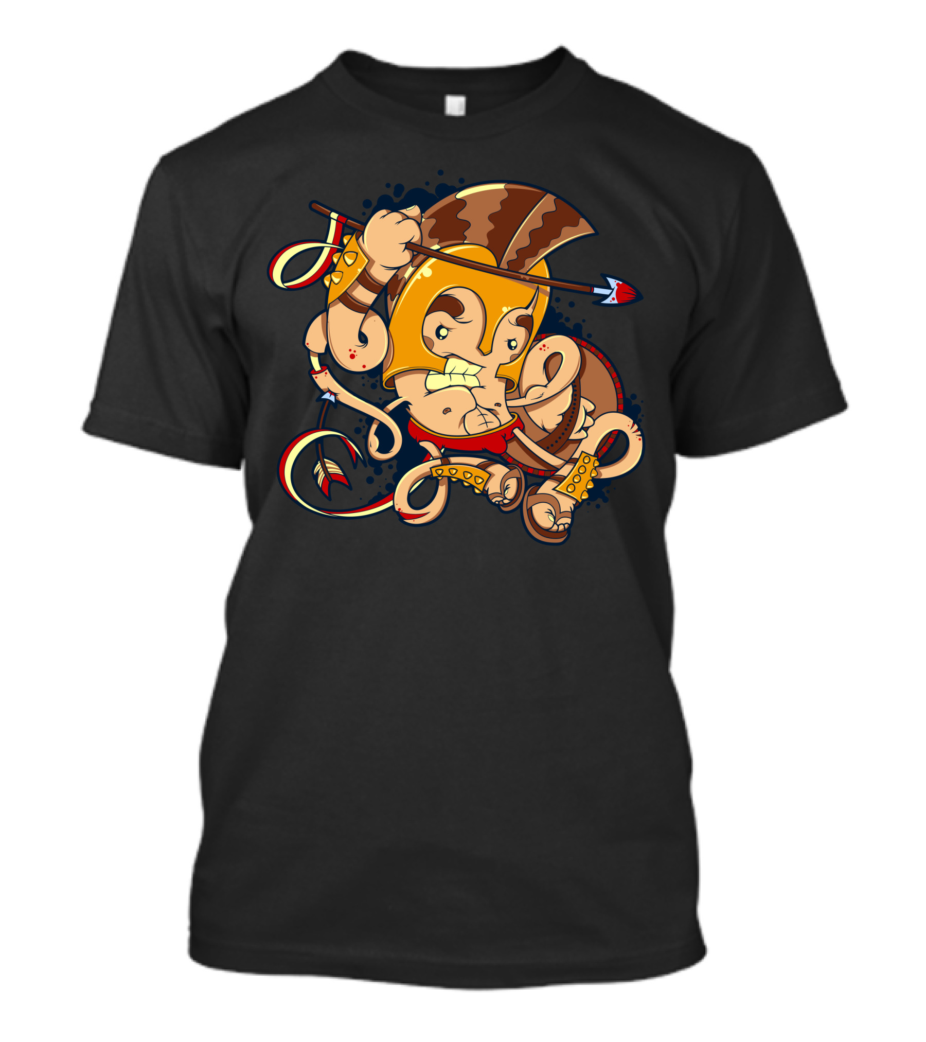 Ares Greek God Of War Cartoon Warrior Armor Spear T-Shirt