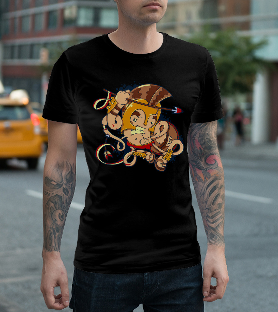 Ares Greek God Of War Cartoon Warrior Armor Spear T-Shirt