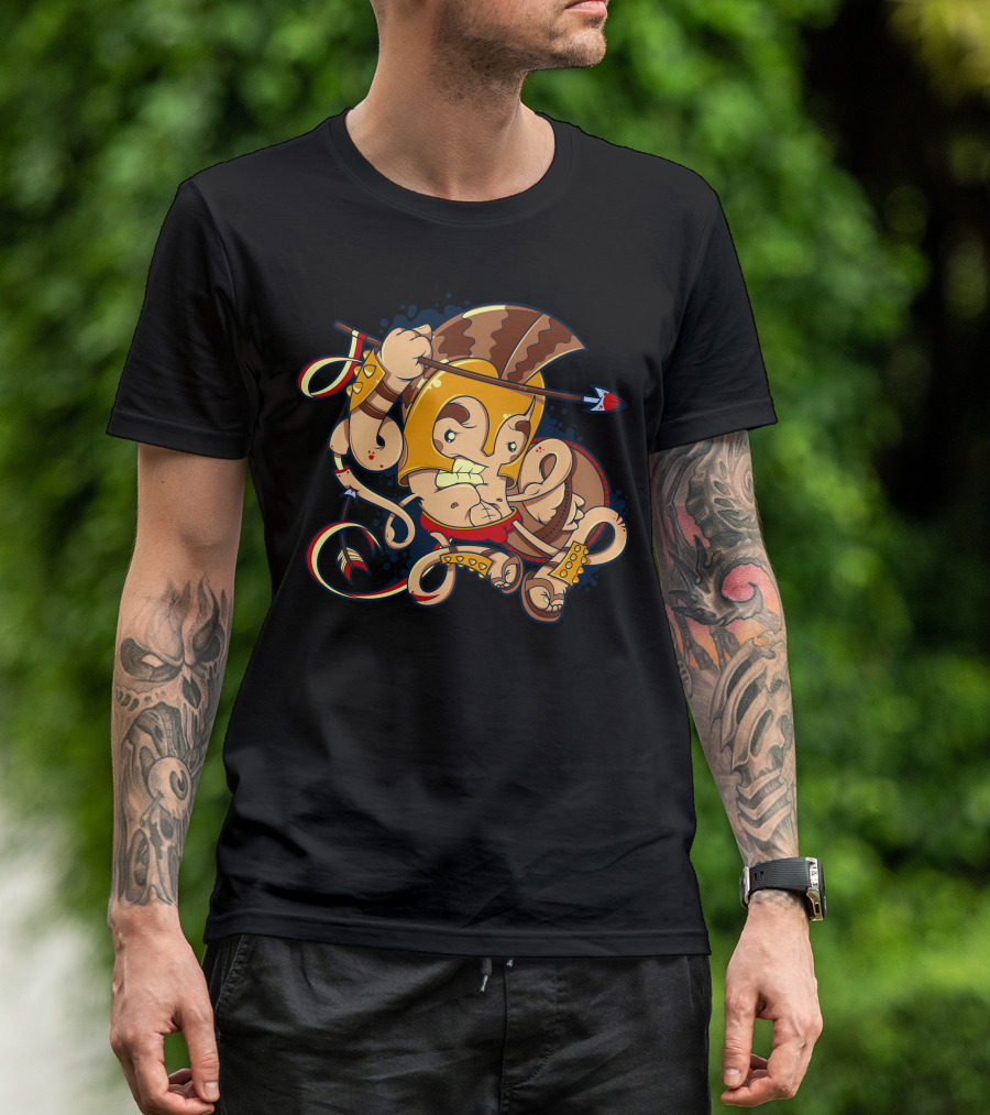 Ares Greek God Of War Cartoon Warrior Armor Spear T-Shirt