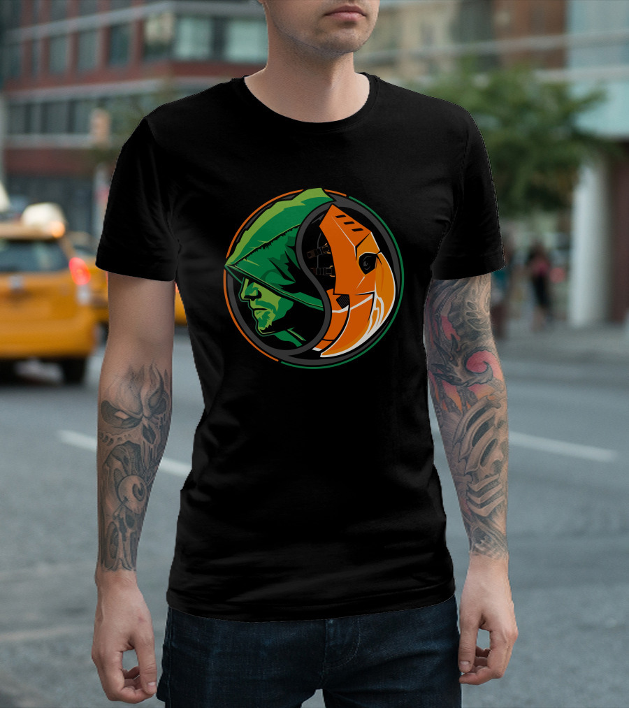 Arrow Slade Yin Yang Green Hood Orange Mask Circular T-Shirt