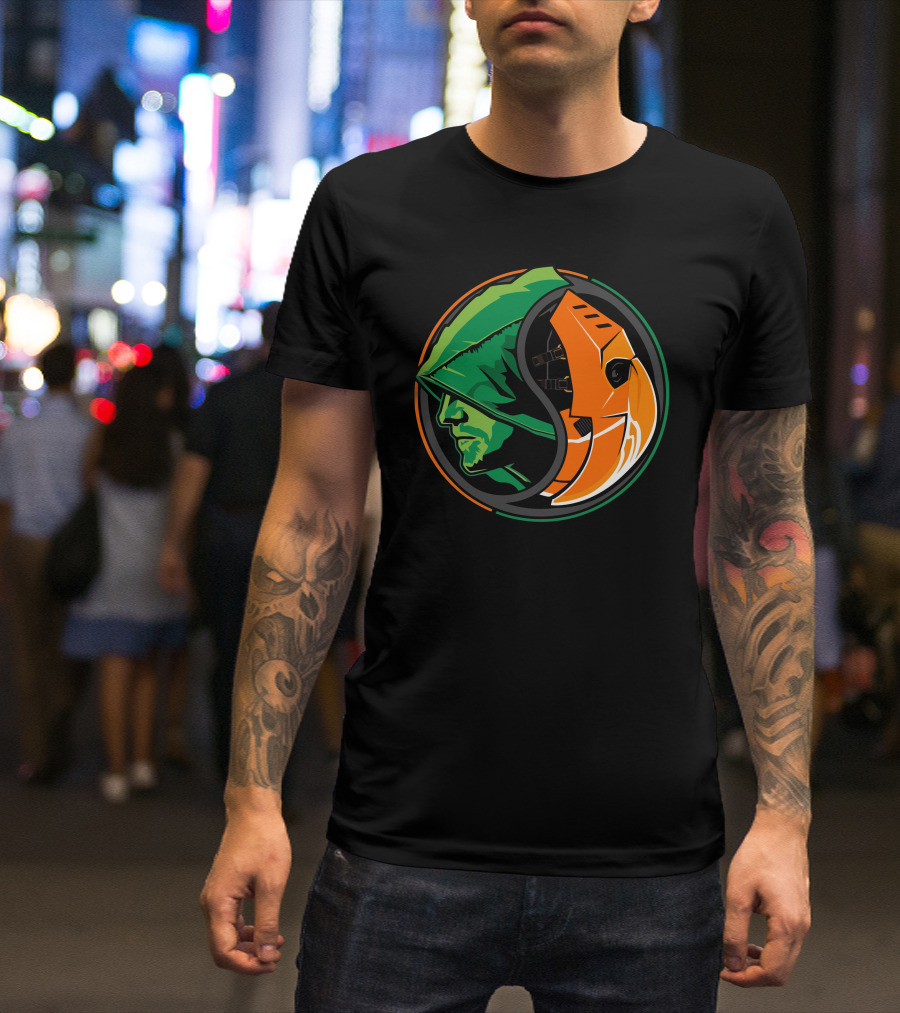 Arrow Slade Yin Yang Green Hood Orange Mask Circular T-Shirt