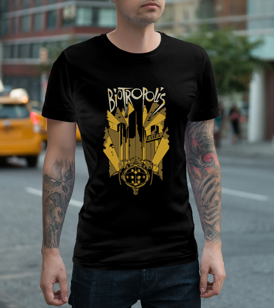 Biotropolis Underwater Cityscape Retro Diving Helmet T-Shirt