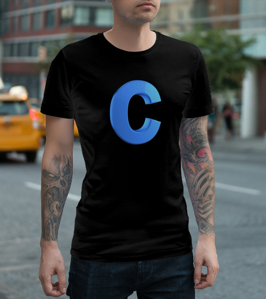 C 3D Blue Letter T-Shirt