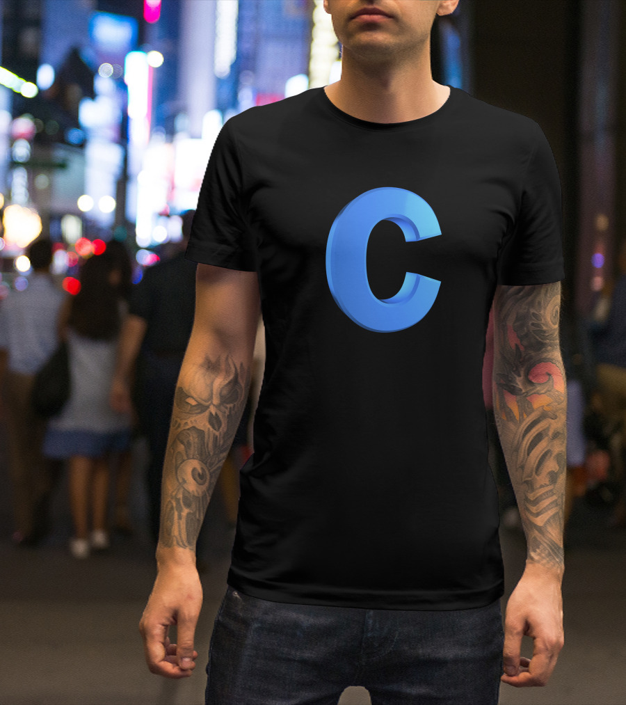 C 3D Blue Letter T-Shirt