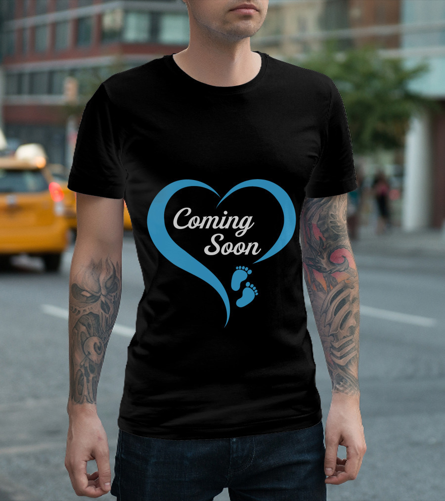Coming Soon Baby Boy Heart Footprints T-Shirt
