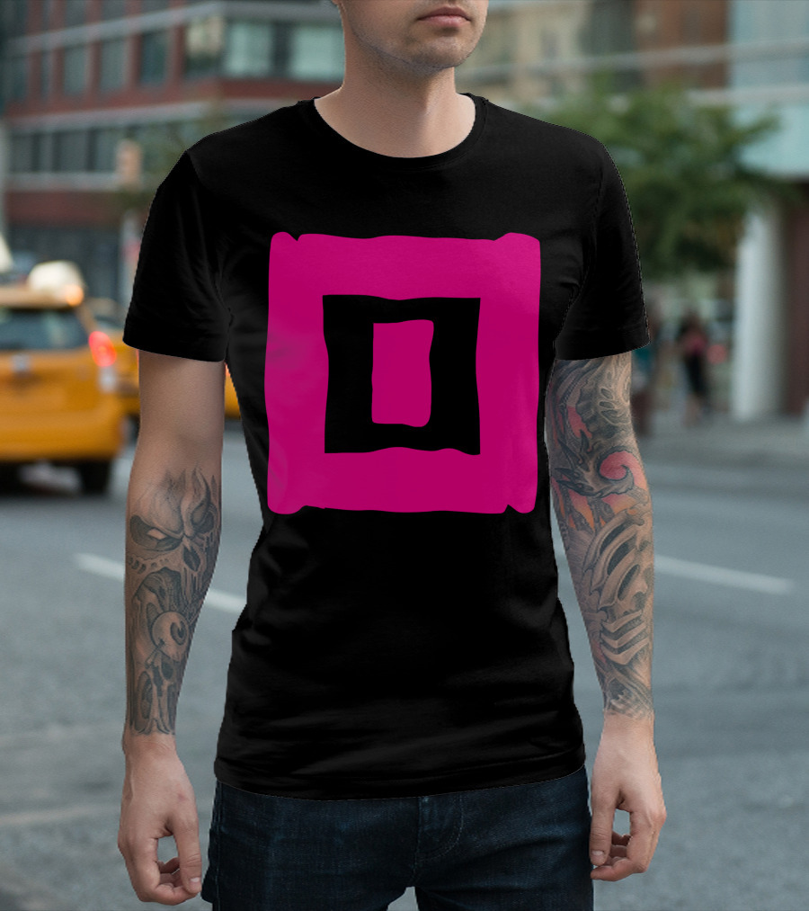 Couples Pink Spiral Square Geometric T-Shirt