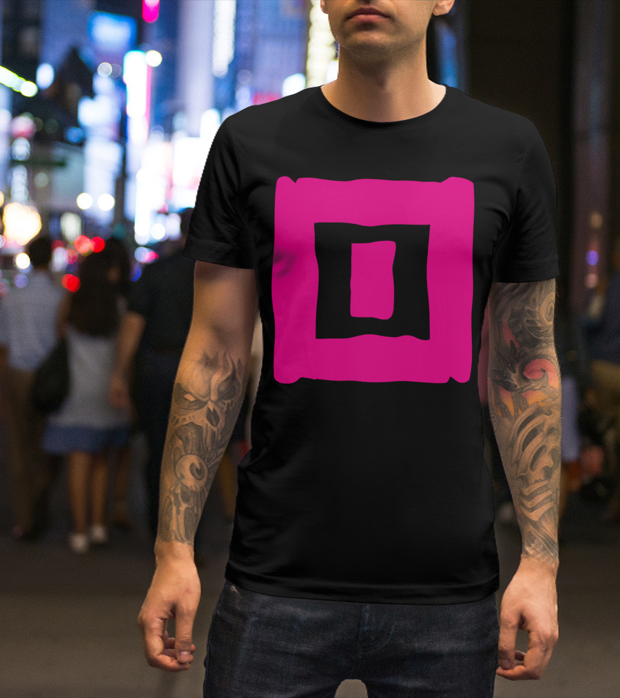 Couples Pink Spiral Square Geometric T-Shirt