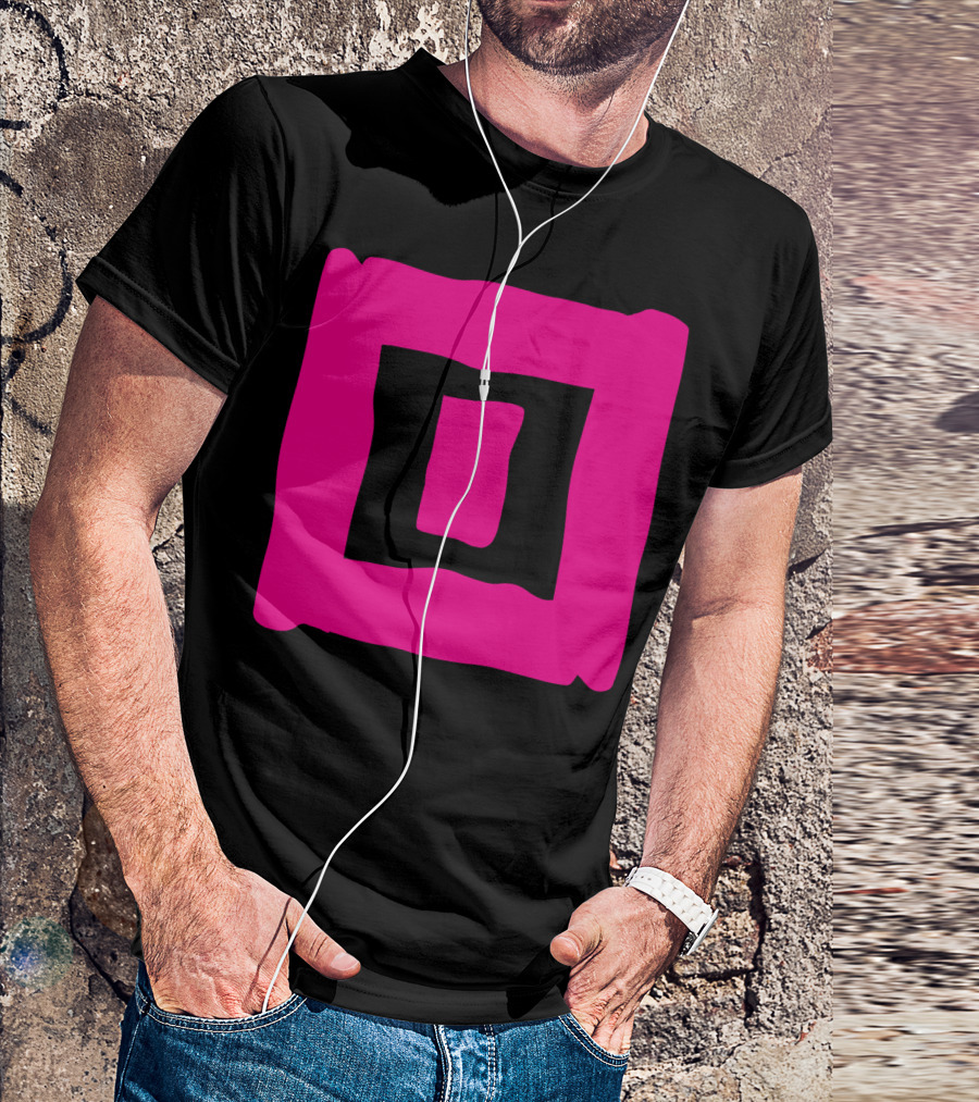 Couples Pink Spiral Square Geometric T-Shirt