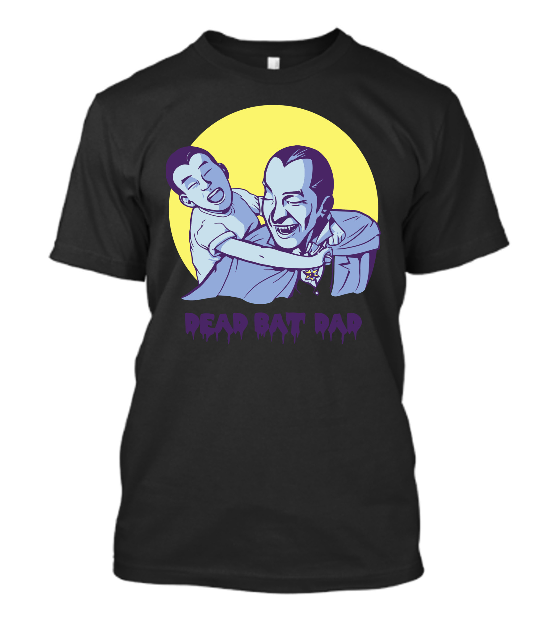 Dead Bat Dad Dracula And Son Hugging Halloween Moon T-Shirt