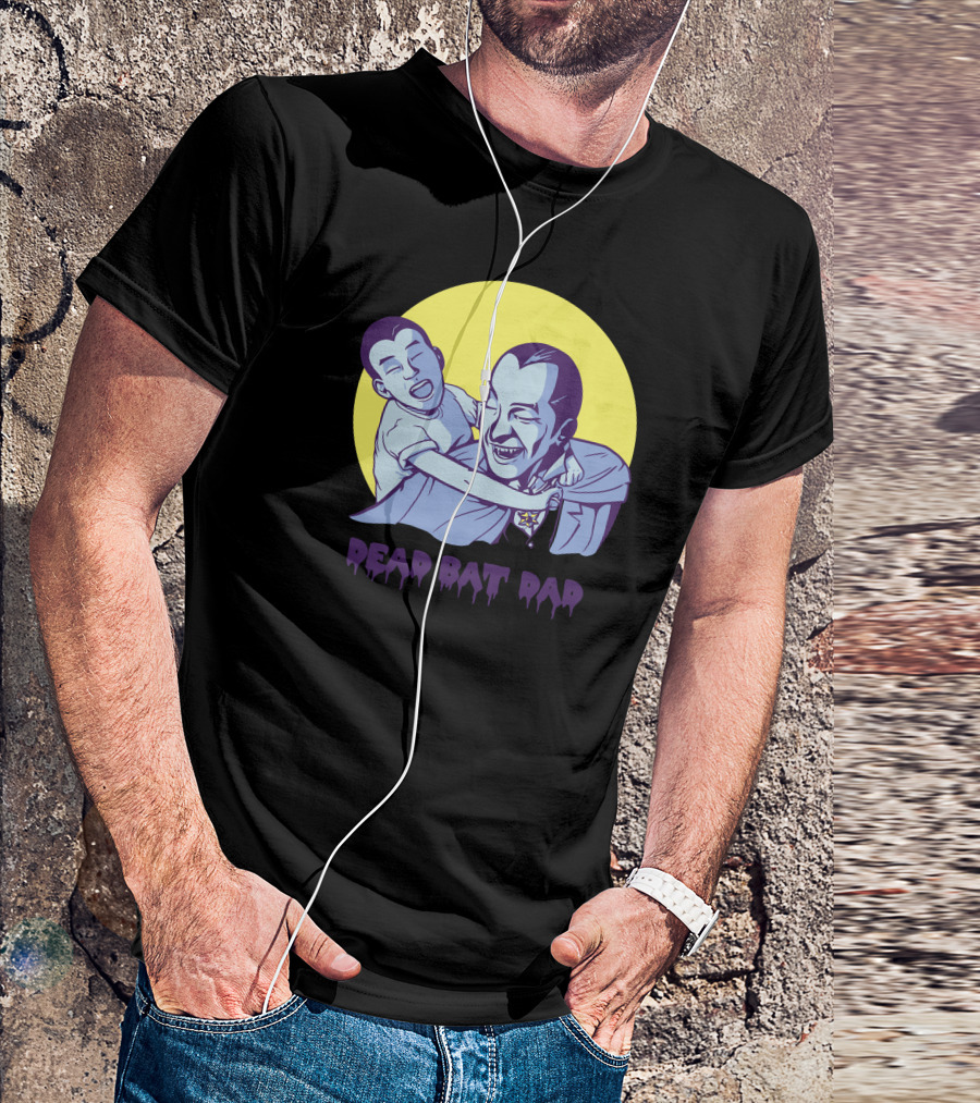 Dead Bat Dad Dracula And Son Hugging Halloween Moon T-Shirt