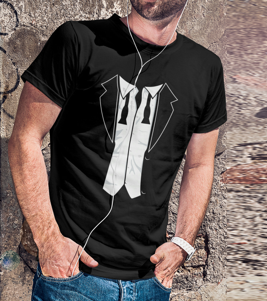 Disheveled Tuxedo Wrinkled Shirt And Untied Bow Tie Look T-Shirt