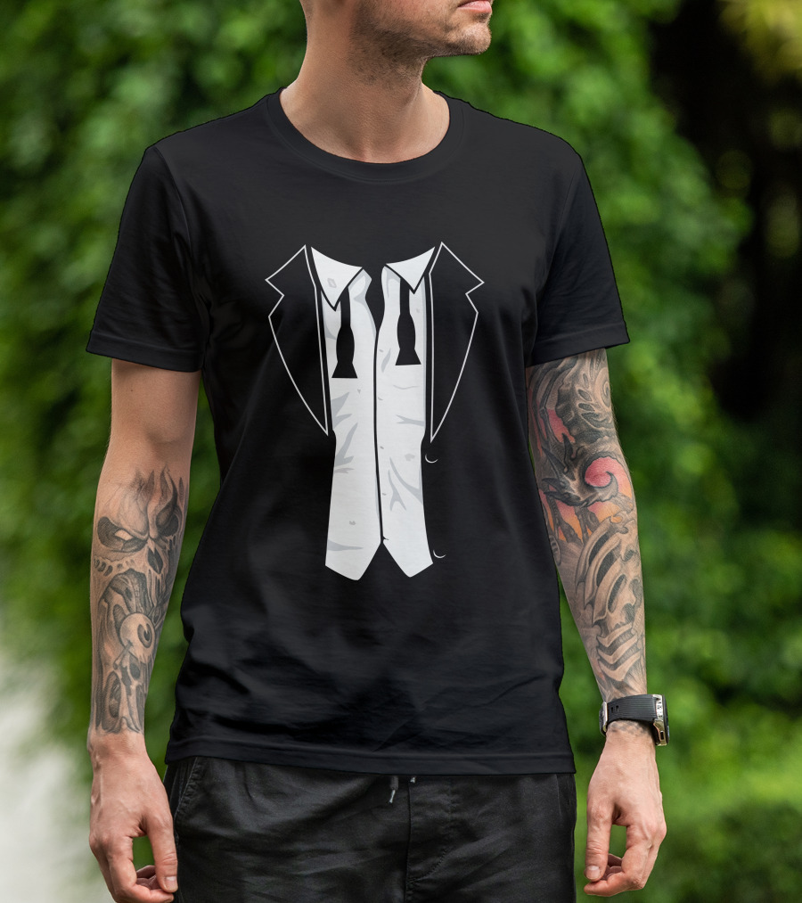 Disheveled Tuxedo Wrinkled Shirt And Untied Bow Tie Look T-Shirt