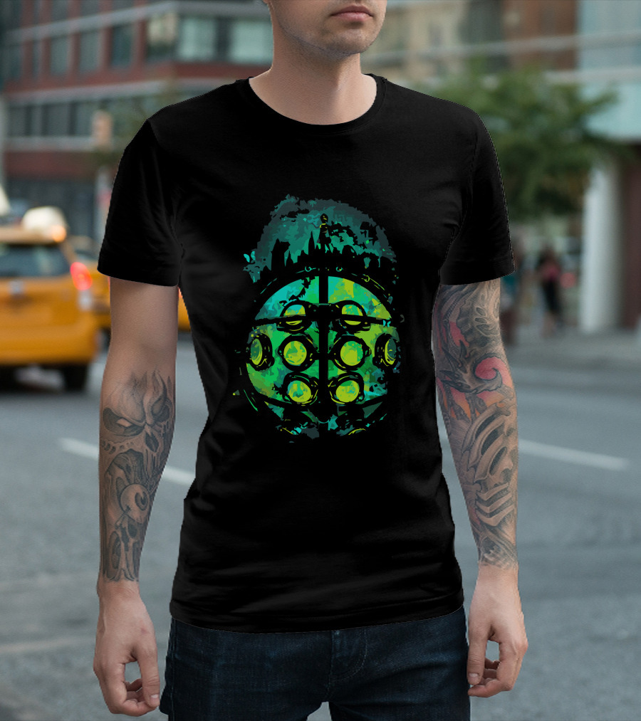 The Protector's Mask Bioshock Big Daddy Cityscape T-Shirt