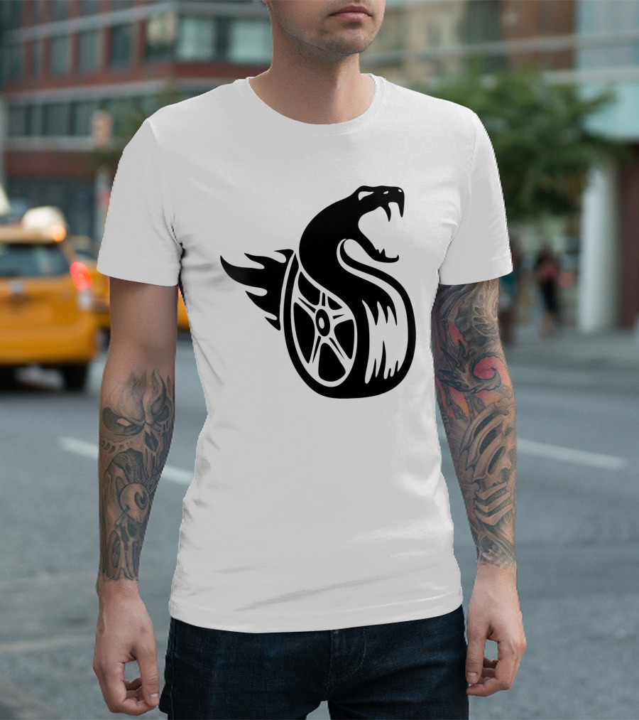 Fangs Dragon Snake Tire Wheel T-Shirt