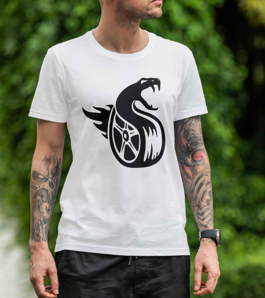 Fangs Dragon Snake Tire Wheel T-Shirt