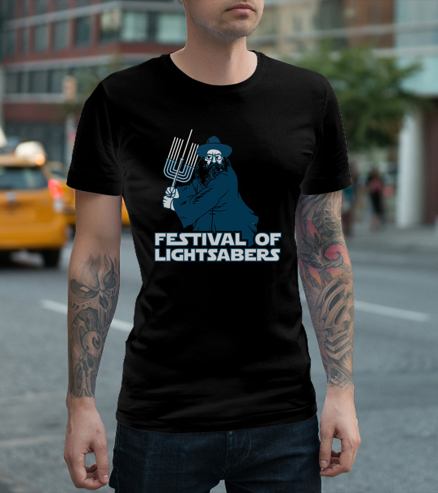 Festival of Lightsabers Jedi Menorah Force Wielder T-Shirt