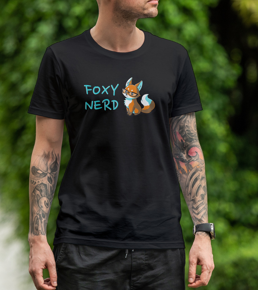 FOXY NERD Glasses Wearing Cartoon Fox Retro Look T-Shirt