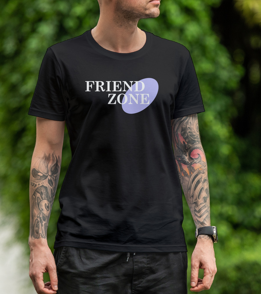 Friend Zone White Text On Black With Light Purple Accent T-Shirt