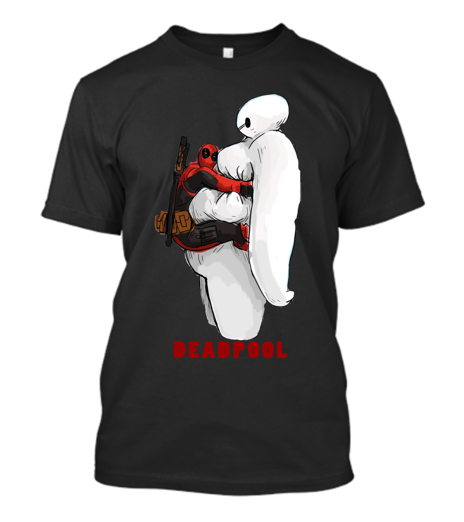 Deadpool Hugging Baymax Crossover Mashup T-Shirt