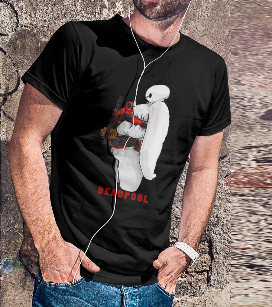 Deadpool Hugging Baymax Crossover Mashup T-Shirt