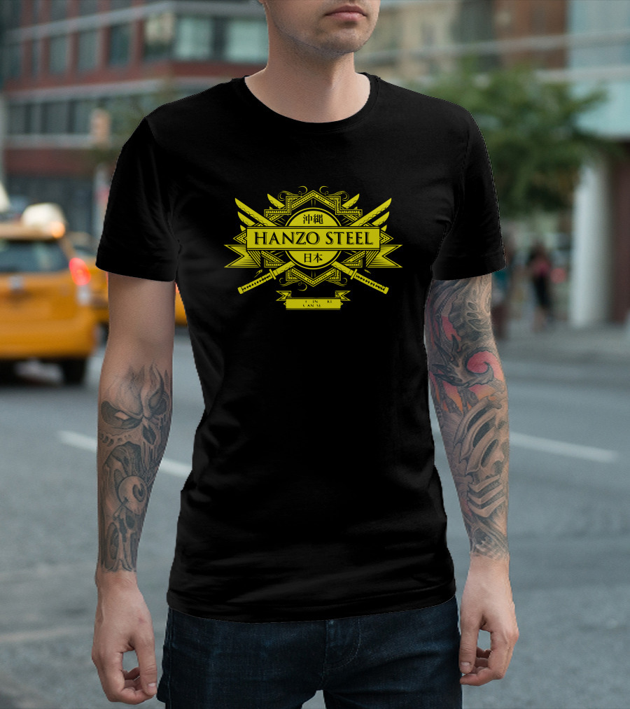 Hanzo Steel Okinawa Japan Katana Crossed Sword Emblem T-Shirt