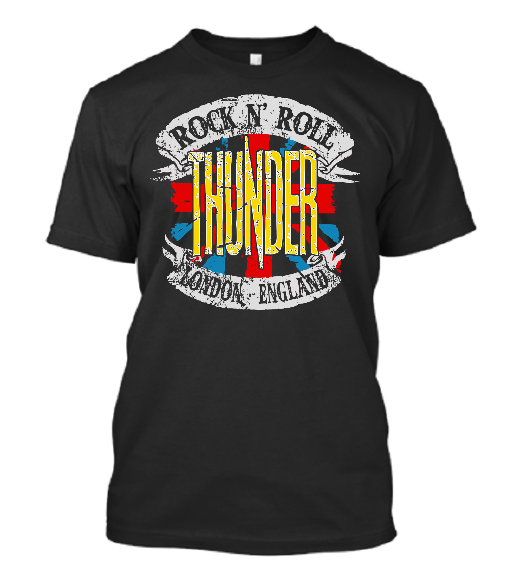 Rock N' Roll Thunder London England Union Jack T-Shirt