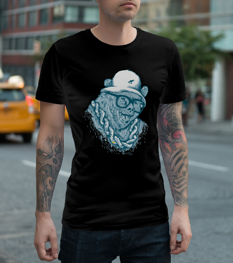 Hip Hop Hibernation Bear with Glasses and Chain T-Shirt