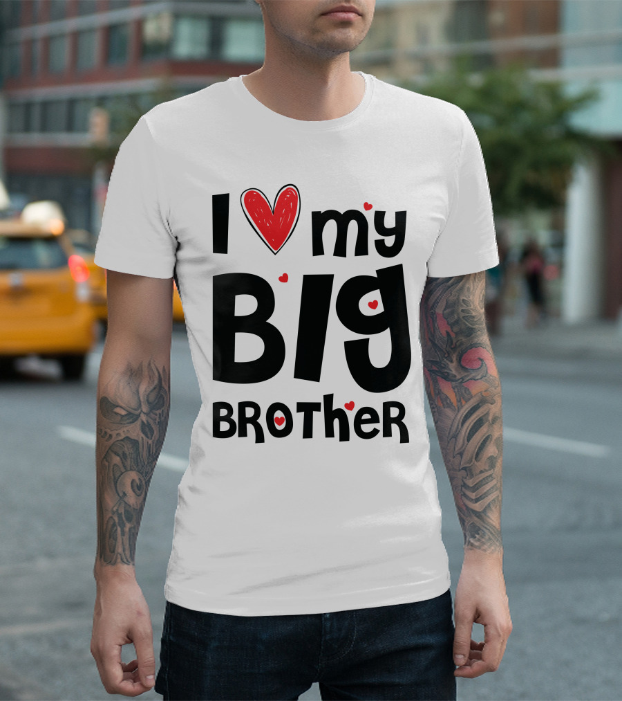 I Love My Big Brother Heart Accents T-Shirt