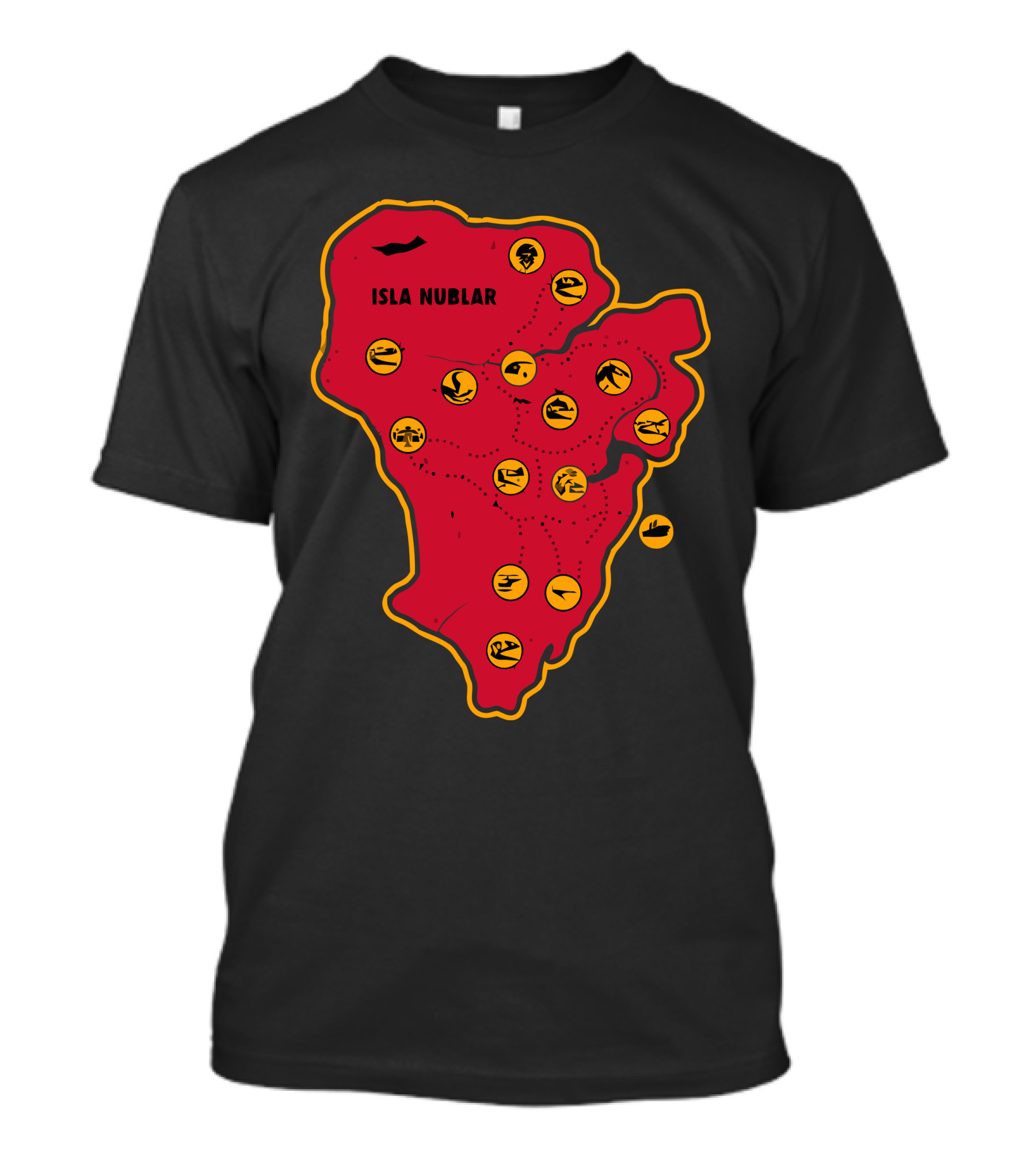 Isla Nublar Dinosaur Map Adventure Icons T-Shirt