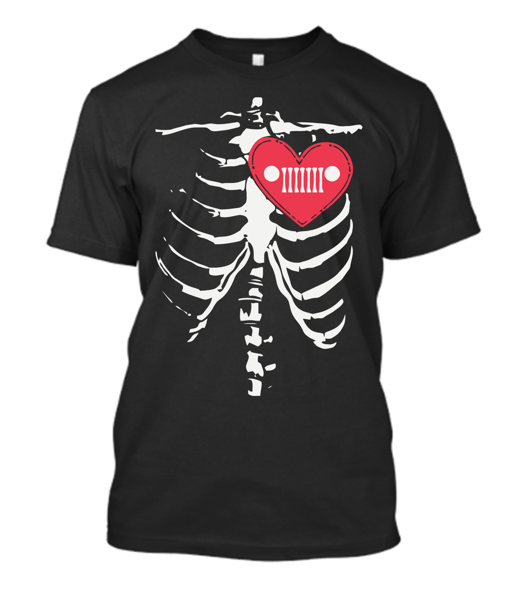 Jeepinist Heartbeat Love Skeleton Ribcage T-Shirt