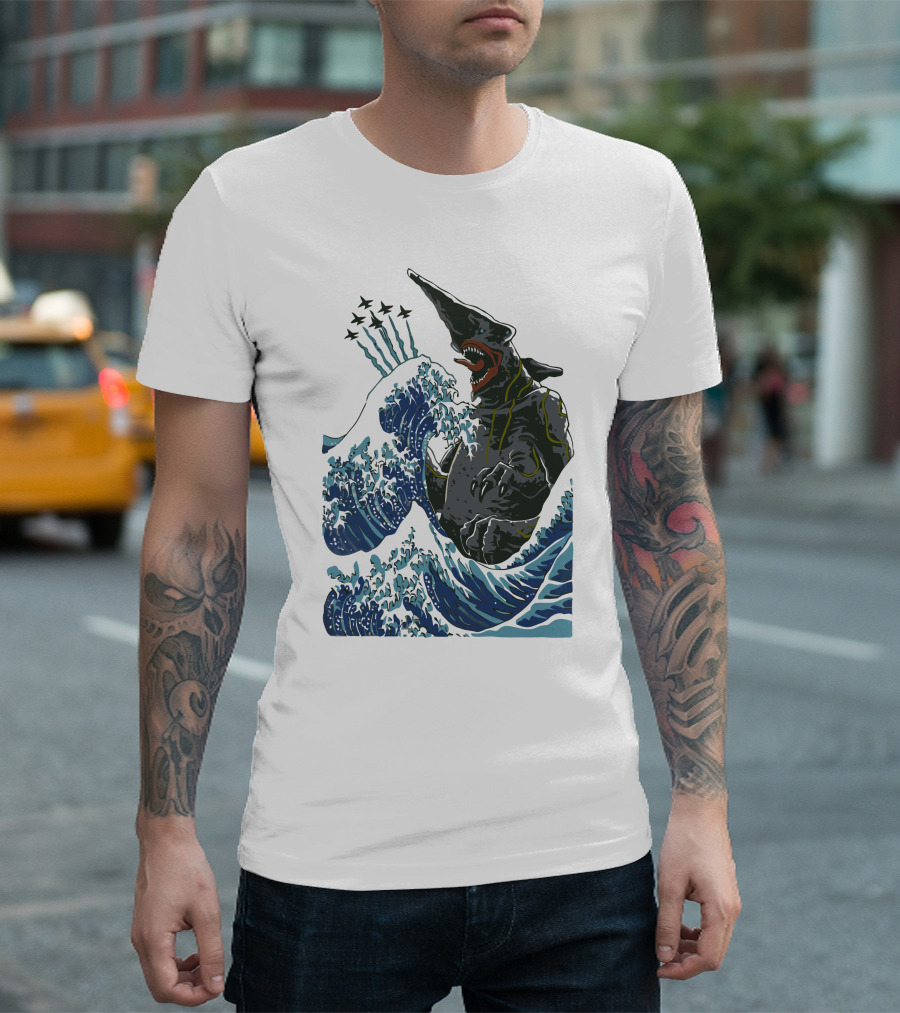 Kaiju Battling Ocean Waves Monster T-Shirt