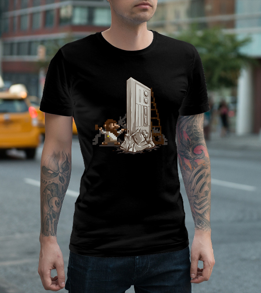 Le Nesaissance Pixel Art Arcade Cabinet Statue T-Shirt