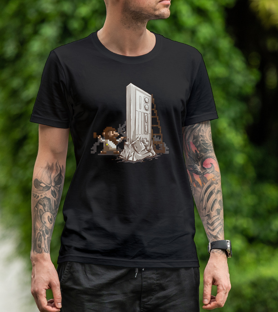 Le Nesaissance Pixel Art Arcade Cabinet Statue T-Shirt