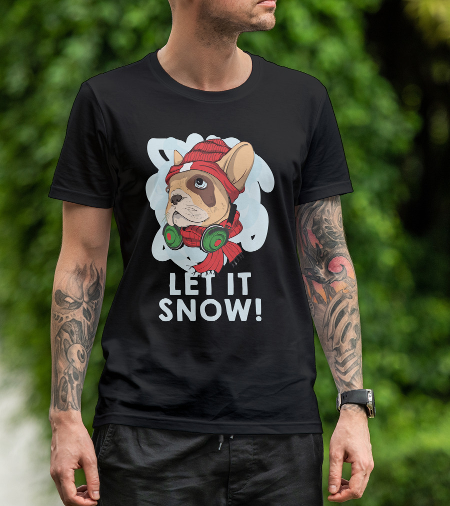 LET IT SNOW French Bulldog Winter T-Shirt