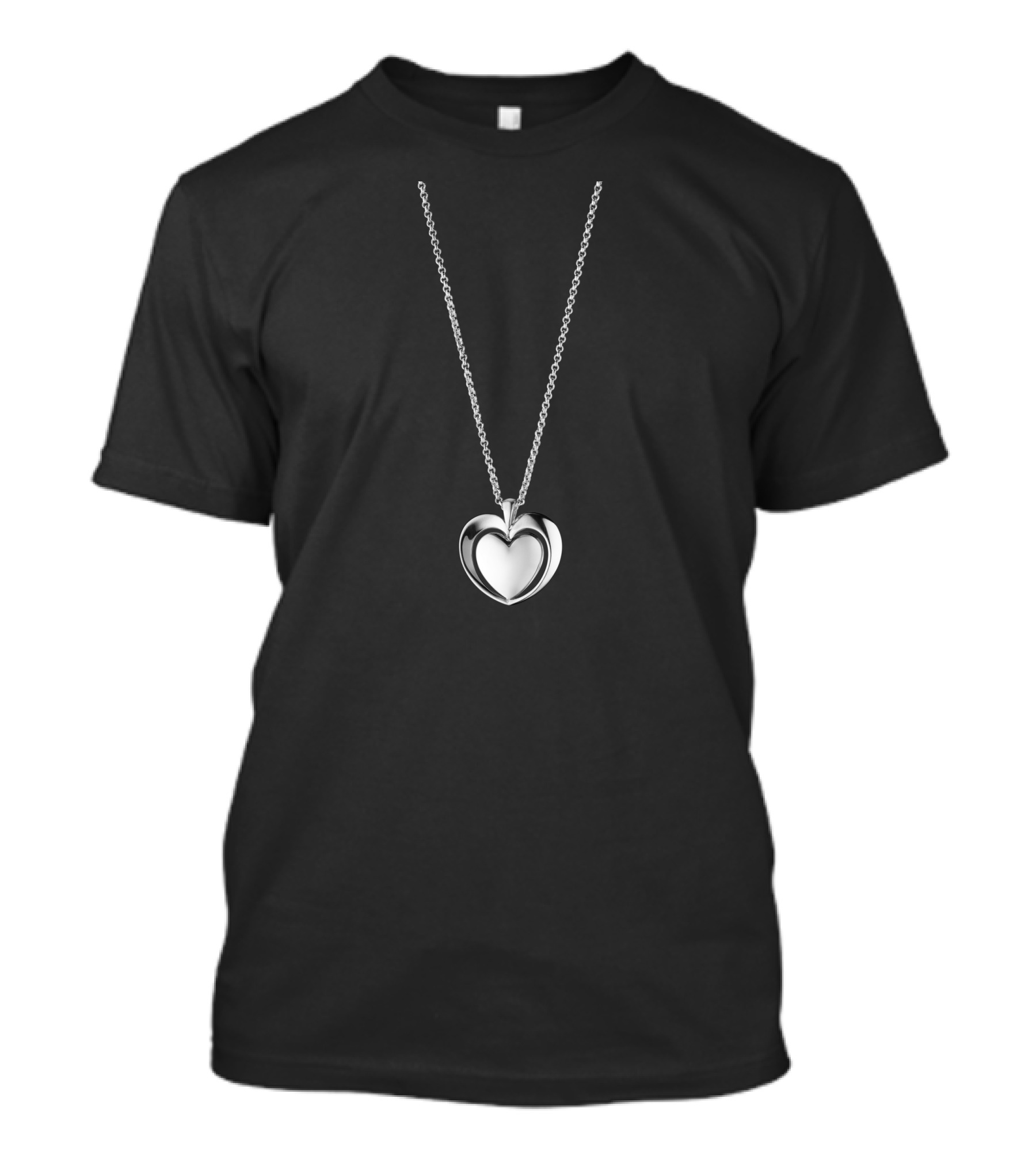Liontin Heart Pendant Necklace Silver Chain T-Shirt