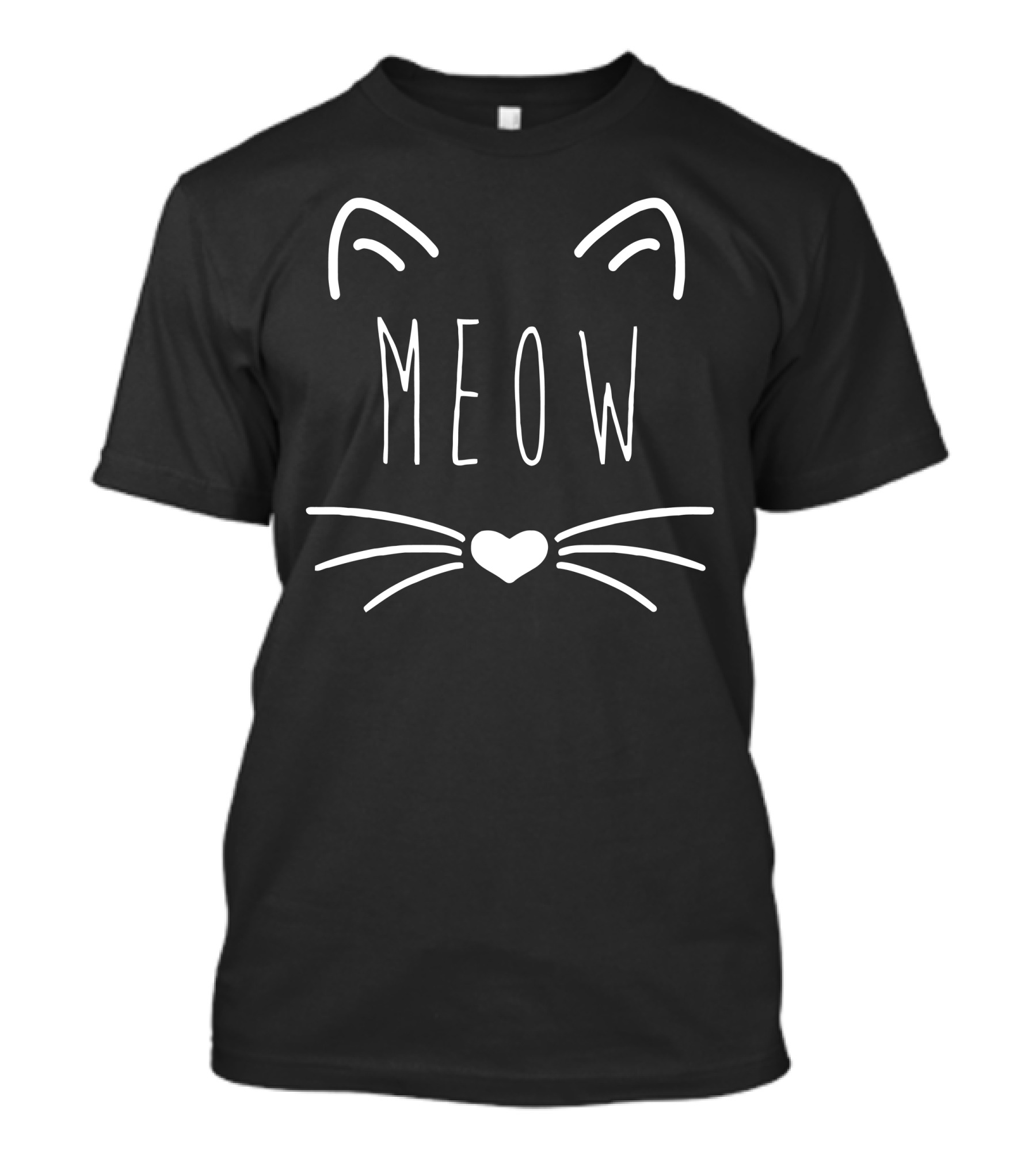 MEOW Love Cats Heart Whiskers Face T-Shirt