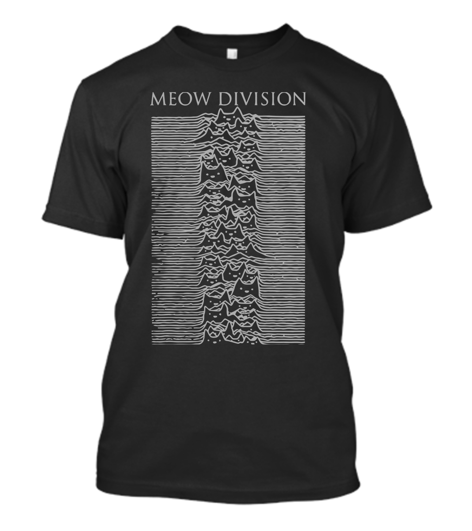 Meow Division Joy Cats Unknown Pleasures Waves T-Shirt