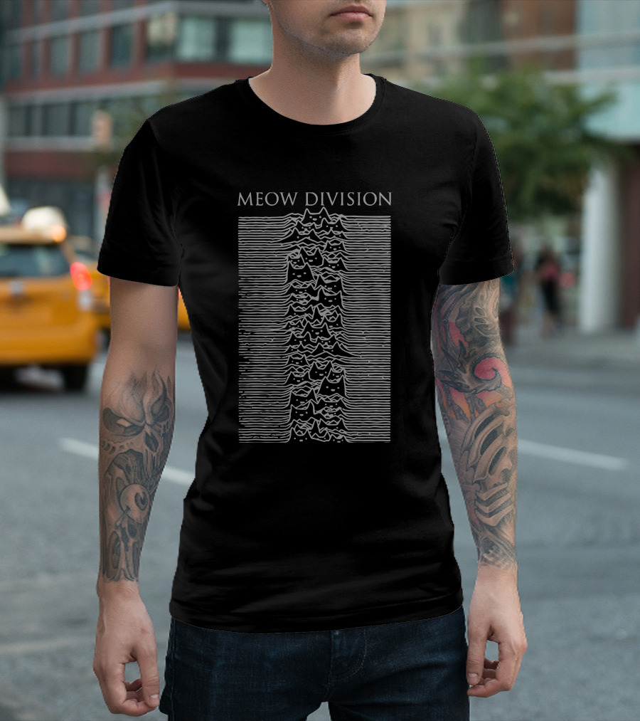 Meow Division Joy Cats Unknown Pleasures Waves T-Shirt