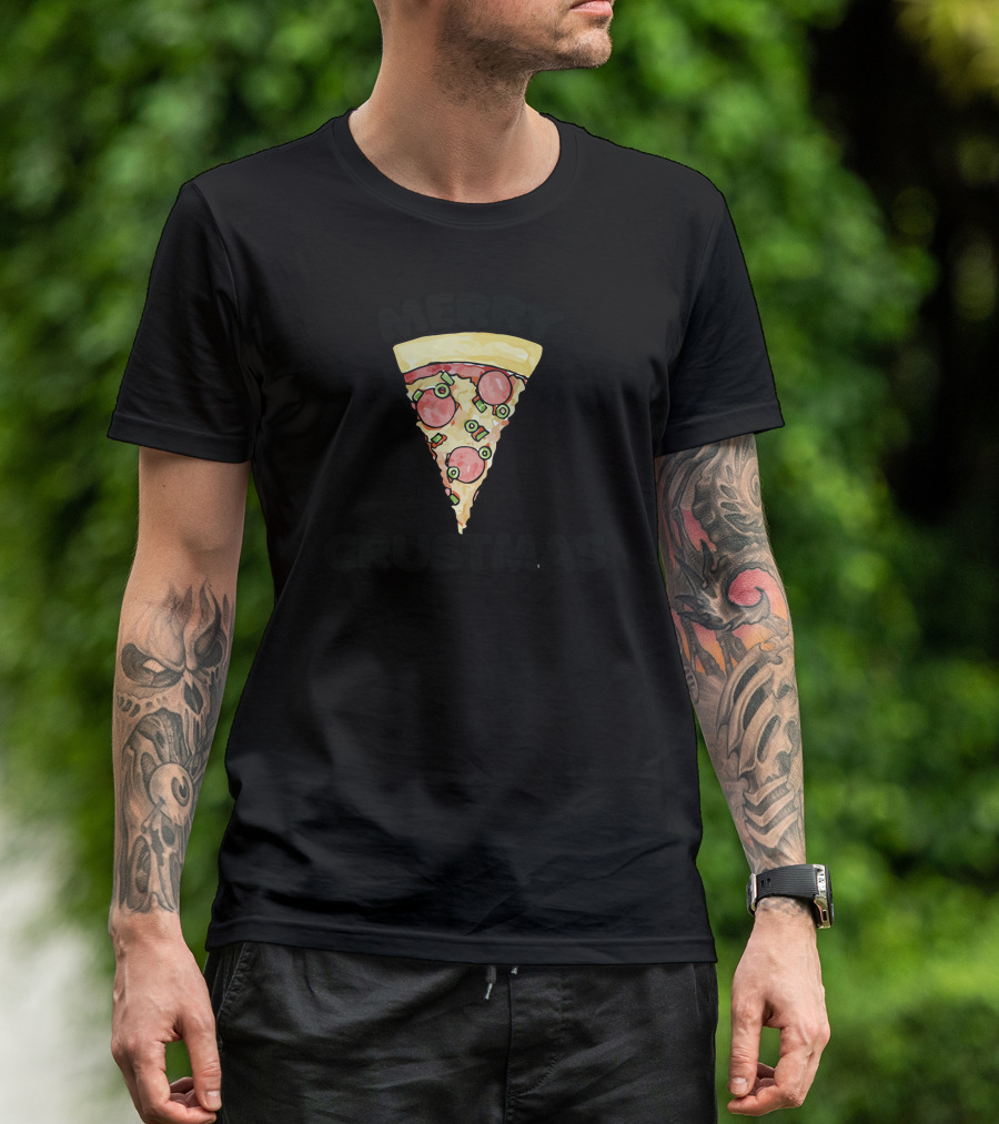 Merry Crustmas Pizza Slice Christmas Pizza Lovers T-Shirt