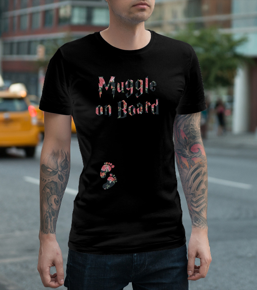 Muggle On Board Floral Baby Footprints T-Shirt